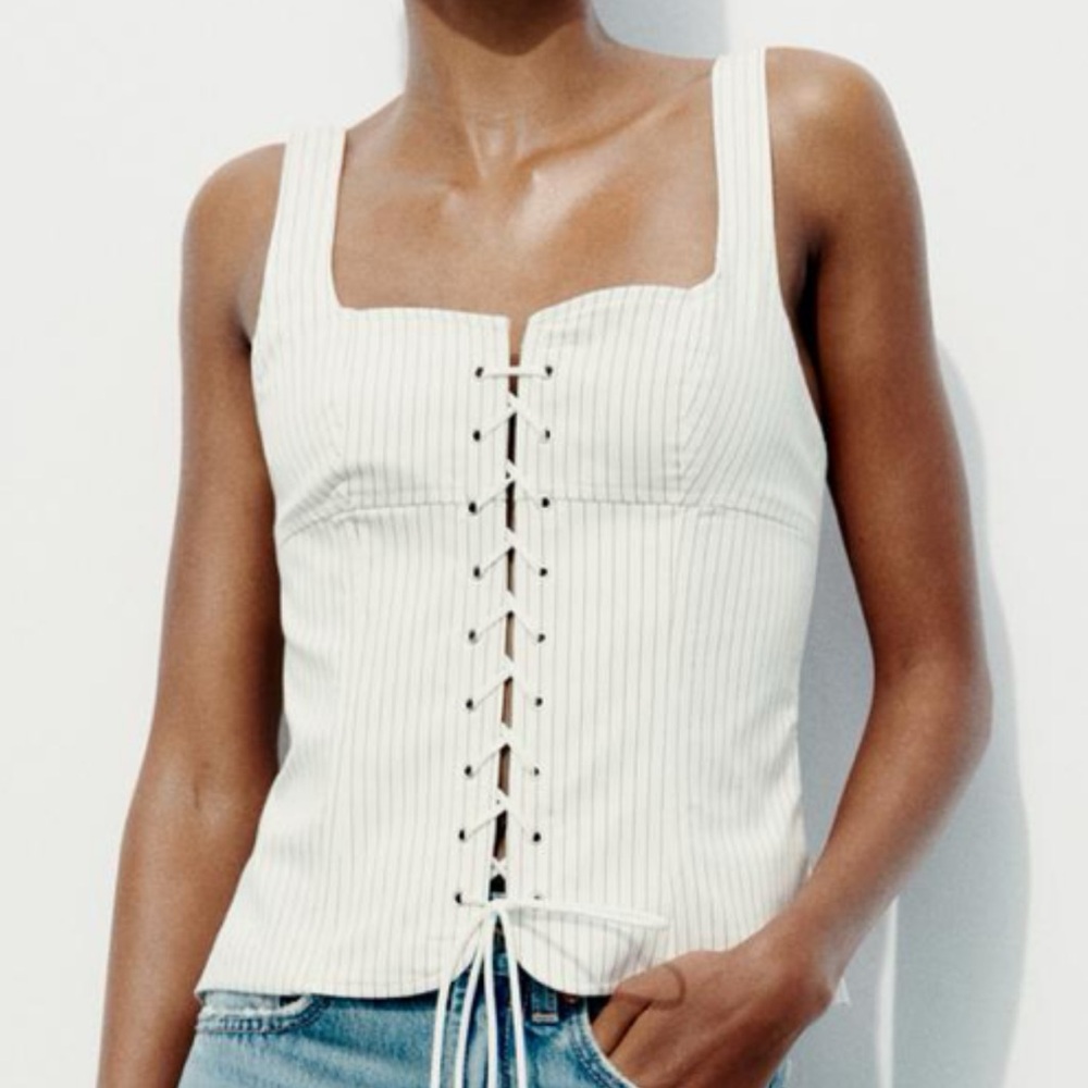 Zara lace up stripe corset xs worn once
